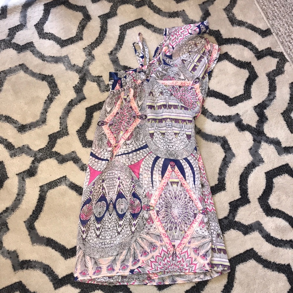 Blue Rain off the shoulder sheer top